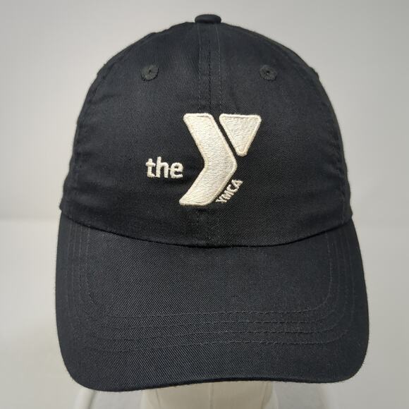 The Ymca Strapback Baseball Cap Black OS Adjustable Embroidered Port Authority - Picture 2 of 9